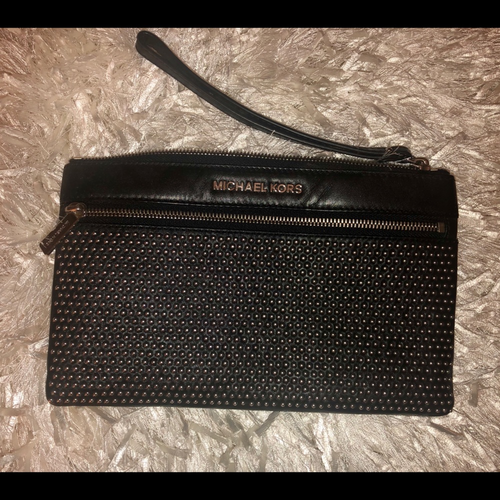 Michael Kors Silver Studded Clutch/Wristlet